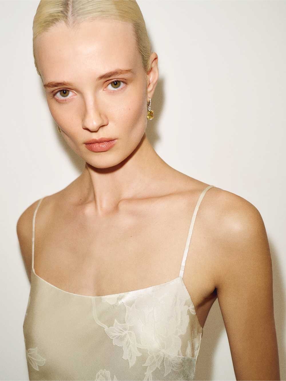 Reformation Lilibeth Mini Slip Dress in Champagne Floral Jacquard - Picture 2 of 5